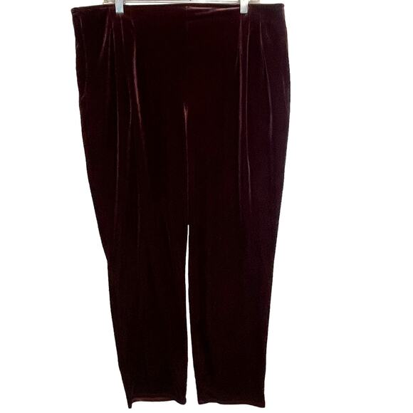 Marla Wynne Plum Velvet High Waisted Pants Womens XL Pull-on Pleated Velour - Picture 2 of 10